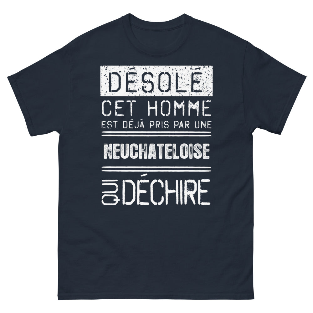T-shirt Neuchâteloise noir dos - Désolé, cet homme est déjà pris