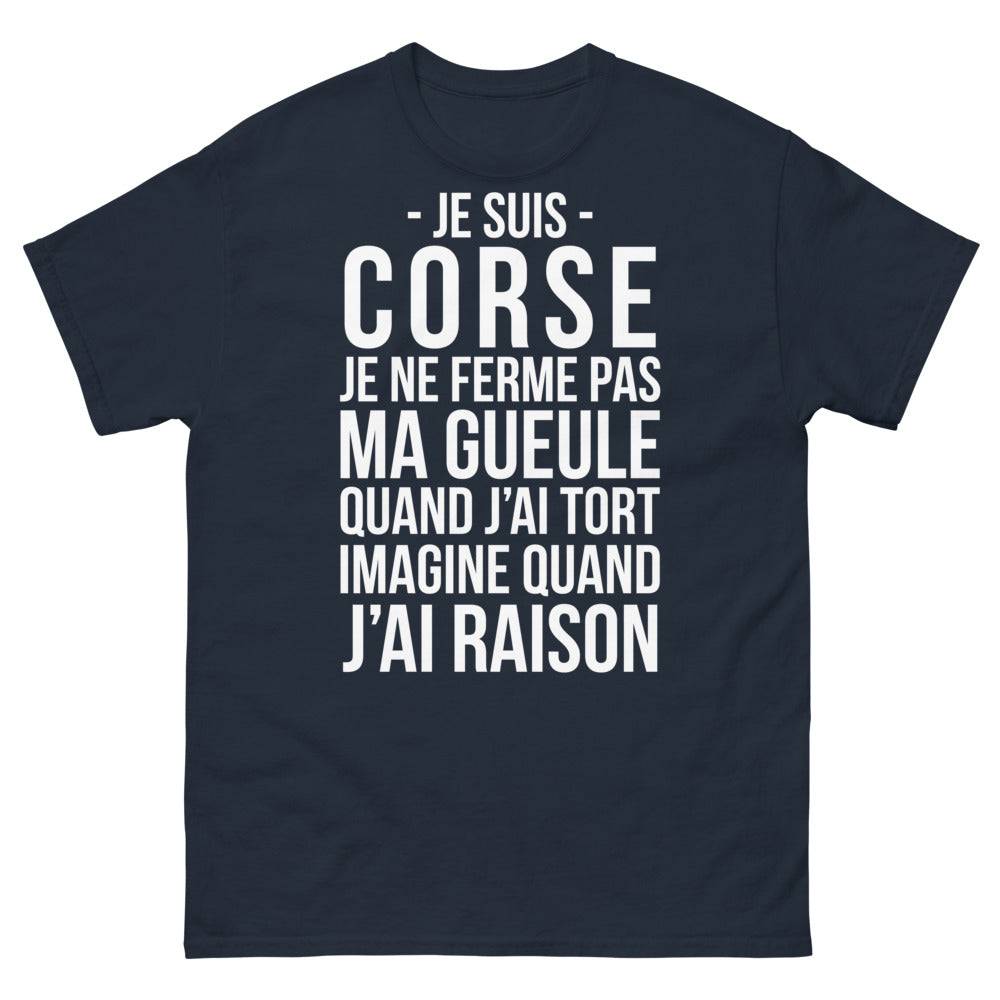 T-shirt Corse marine - Je suis Corse, je ne ferme pas ma gueule
