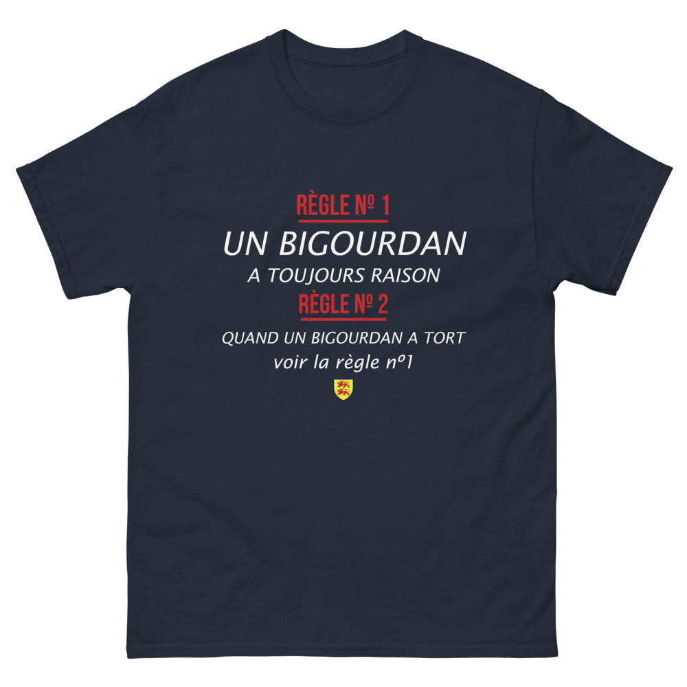 T-shirt Bigourdan marine - Règle N°1 : un Bigourdan a toujours raison