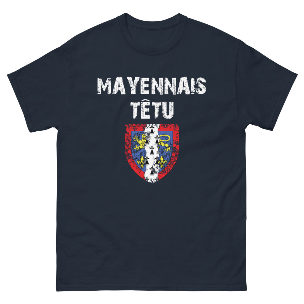 T-shirt Mayennais noir dos - design sombre et caractère local