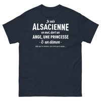 Thumbnail for T-shirt Alsacienne marine - Je suis alsacienne : ange, princesse, démon
