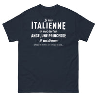 Thumbnail for T-shirt Italie marine - Je suis Italienne : ange, princesse, démon