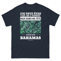 Thumbnail for T-shirt Évasion noir dos - J'ai peut-être l'air d'écouter, rêve aux Bahamas