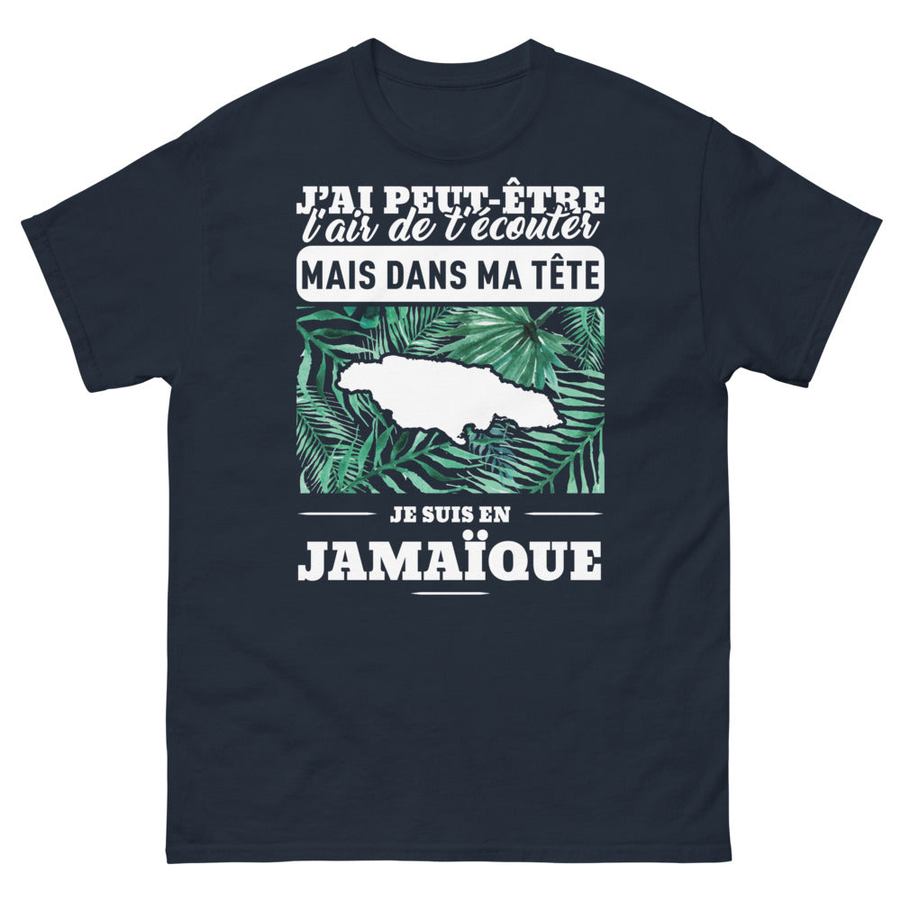 T-shirt Jamaïque marine - J'ai l'air d'écouter, rêve de plage