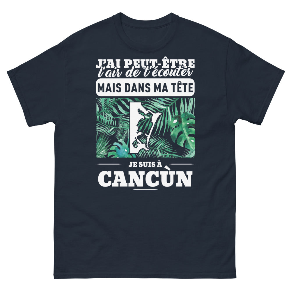T-shirt Cancun noir dos - J'ai peut-être l'air de t'écouter