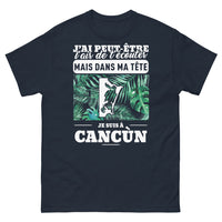 Thumbnail for T-shirt Cancun noir dos - J'ai peut-être l'air de t'écouter