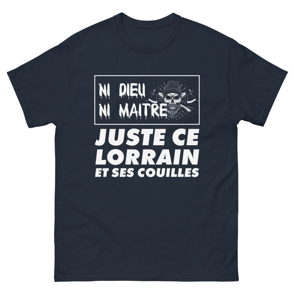 T-shirt Lorraine marine - Ni Dieu, ni Maître, slogan audacieux