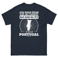 Thumbnail for T-shirt Portugal marine - J'ai l'air de t'écouter mais suis au Portugal