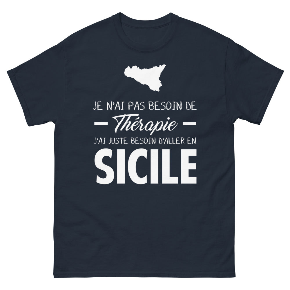 T-shirt Sicile marine - Je n'ai pas besoin de thérapie