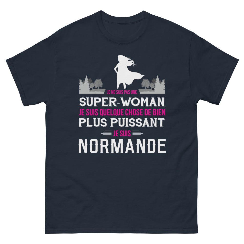 T-shirt Normande marine - Bien plus puissante qu'une super-woman