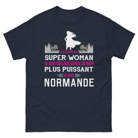 Thumbnail for T-shirt Normande marine - Bien plus puissante qu'une super-woman