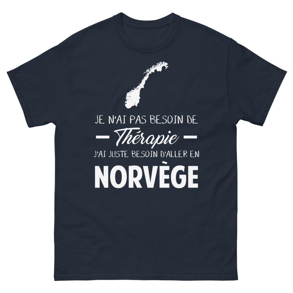 T-shirt Norvège marine - Aucun besoin de thérapie, juste envie d'aller en Norvège