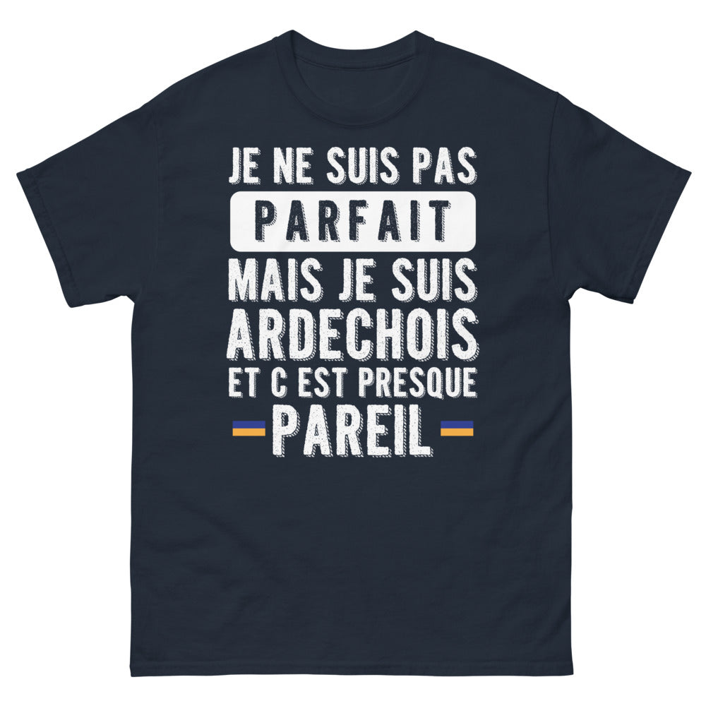T-shirt Ardèche marine - Je ne suis pas parfait mais je suis Ardéchois