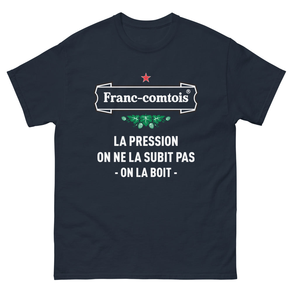 T-shirt Franc-Comtois marine - La pression, on la boit