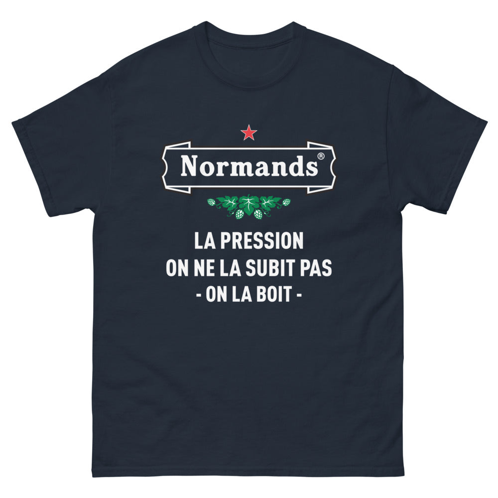 T-shirt bière noir dos - La pression, on ne la subit pas, on la boit