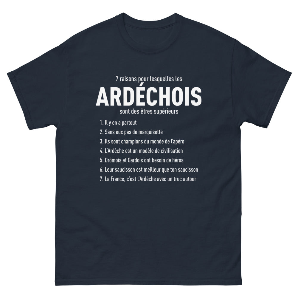 T-shirt Ardèche marine - hommage aux Ardéchois festifs