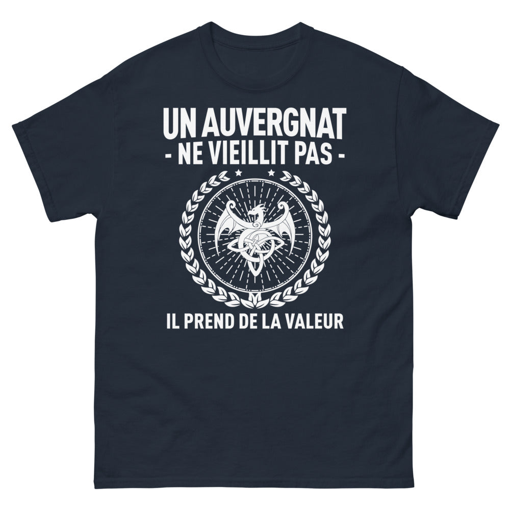T-shirt Auvergne marine - Un Auvergnat ne vieillit pas