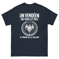 Thumbnail for T-shirt Vendéen marine - Un Vendéen ne vieillit pas, il prend de la valeur