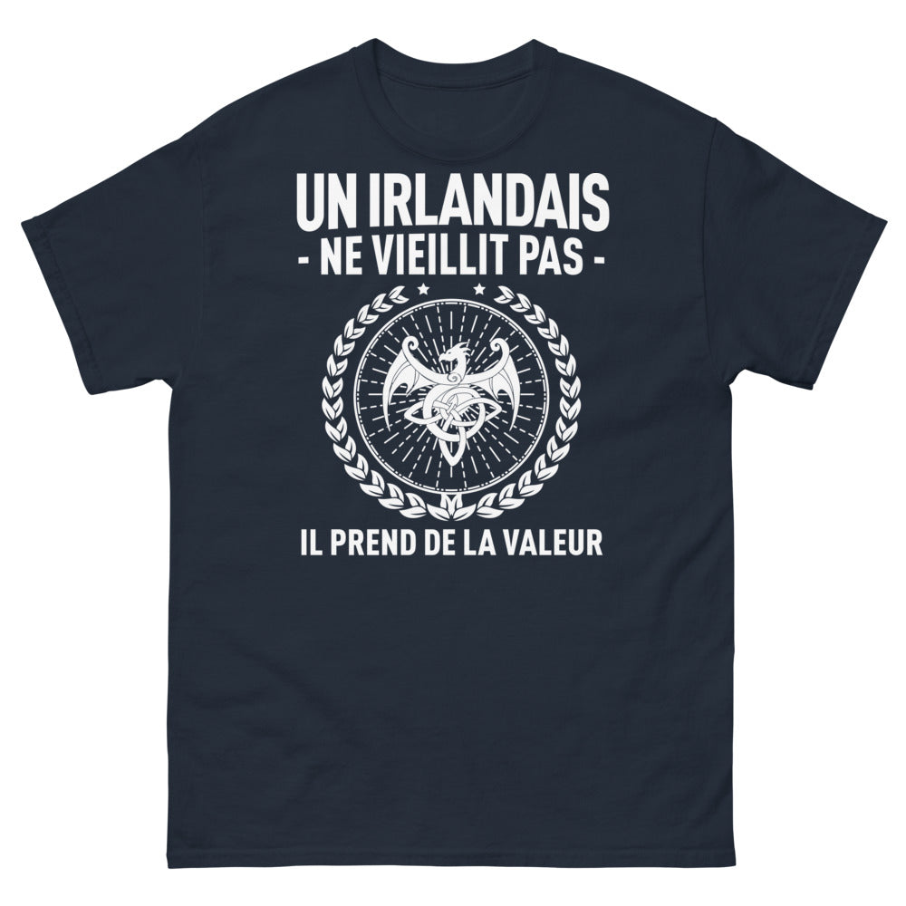 T-shirt Irlandais marine - Un Irlandais qui ne vieillit jamais