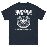 Thumbnail for T-shirt Arménien marine - Un Arménien ne vieillit pas, il prend de la valeur