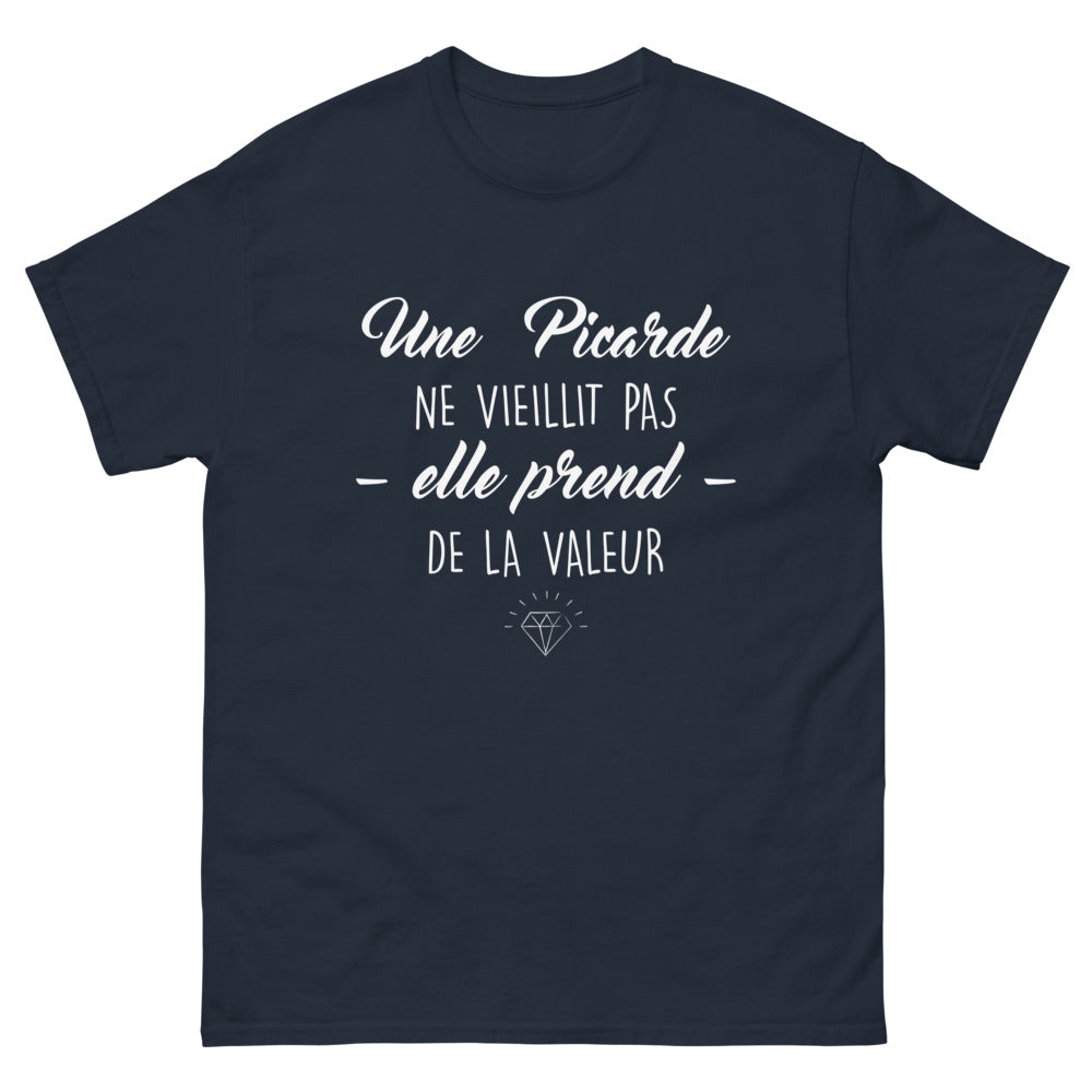 T-shirt Picard marine - Une picarde ne vieillit pas, elle prend de la valeur