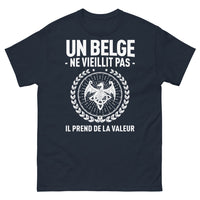 Thumbnail for T-shirt Belgique marine - Un Belge ne vieillit pas, il prend de la valeur