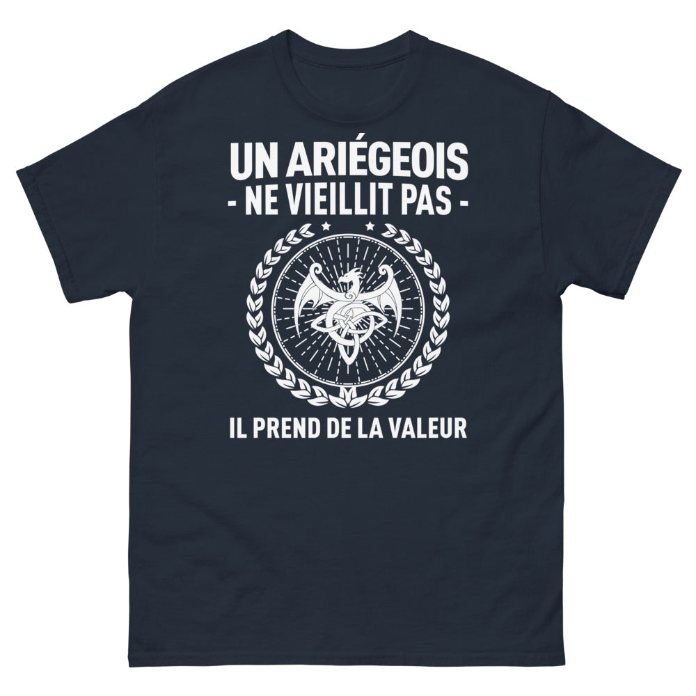 T-shirt Ariège marine - Un Ariégeois ne vieillit pas