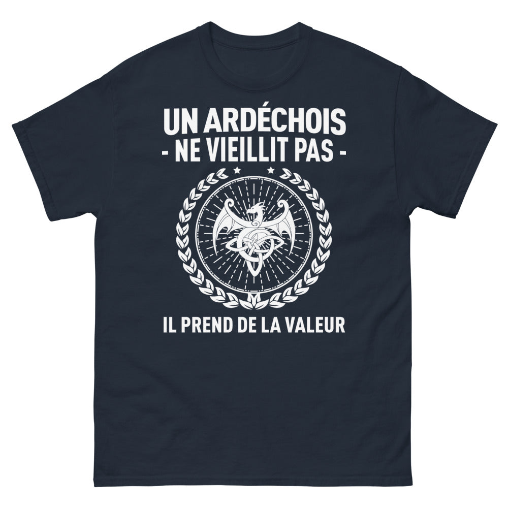 T-shirt Ardèche marine - Un Ardéchois ne vieillit pas