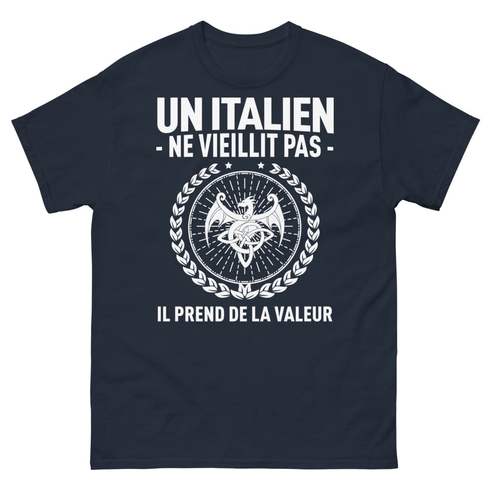 T-shirt Italie marine - Un Italien ne vieillit pas, il prend de la valeur