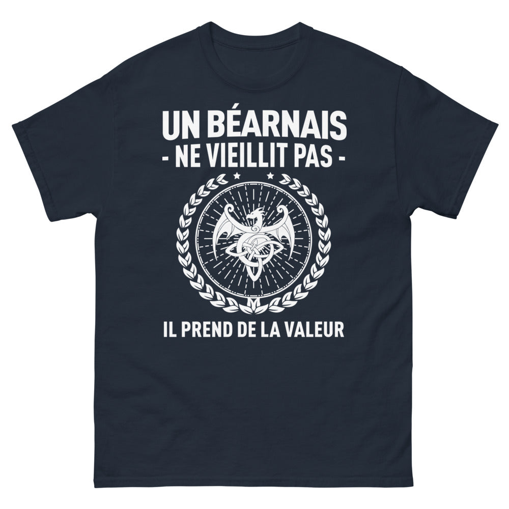 T-shirt Béarnais marine - Un Béarnais ne vieillit pas, il prend de la valeur