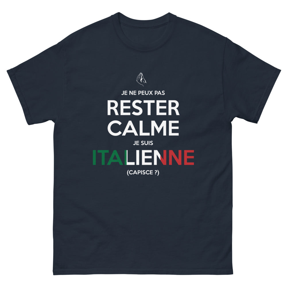 T-shirt Italie marine - Je ne peux pas rester calme, je suis Italienne