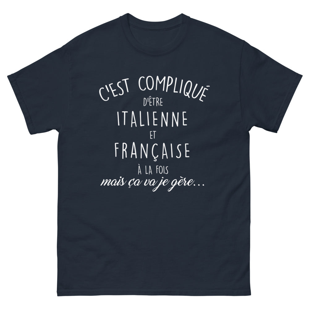 T-shirt Italie France marine - C'est compliqué d'être italienne et française