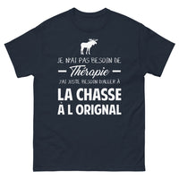 Thumbnail for T-shirt Chasseur d'Orignal marine - Je n'ai pas besoin de thérapie