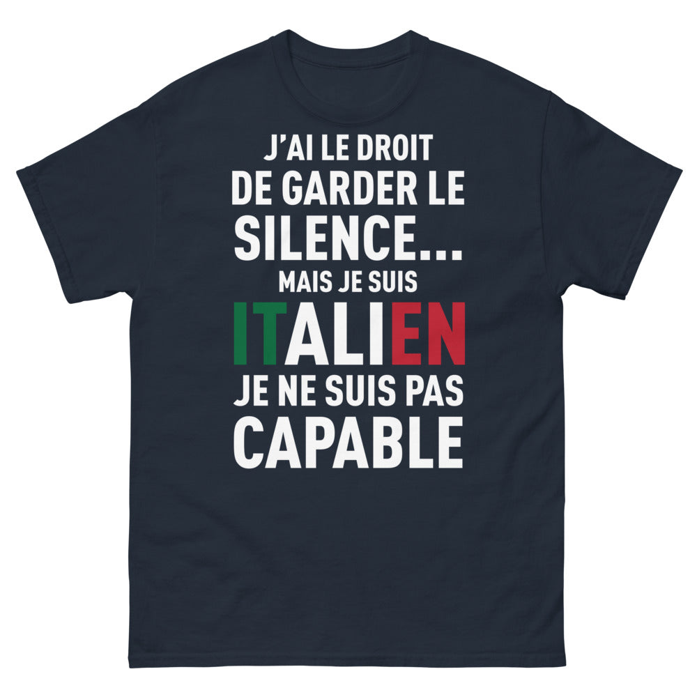 T-shirt Italie marine - J'ai le droit de garder le silence