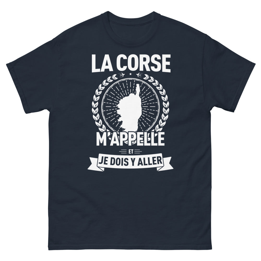 T-shirt Corse marine - La Corse m'appelle et je dois y aller