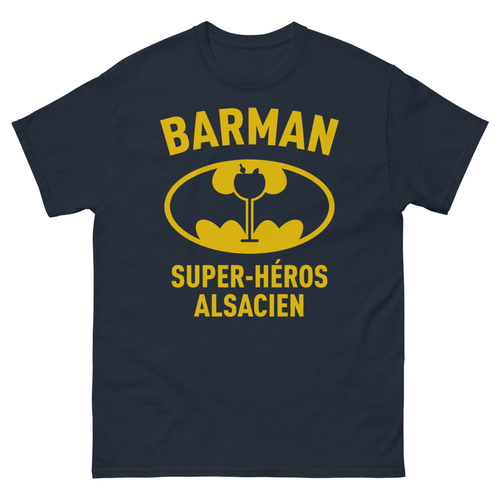 T-shirt Alsace marine - Barman super héros alsacien