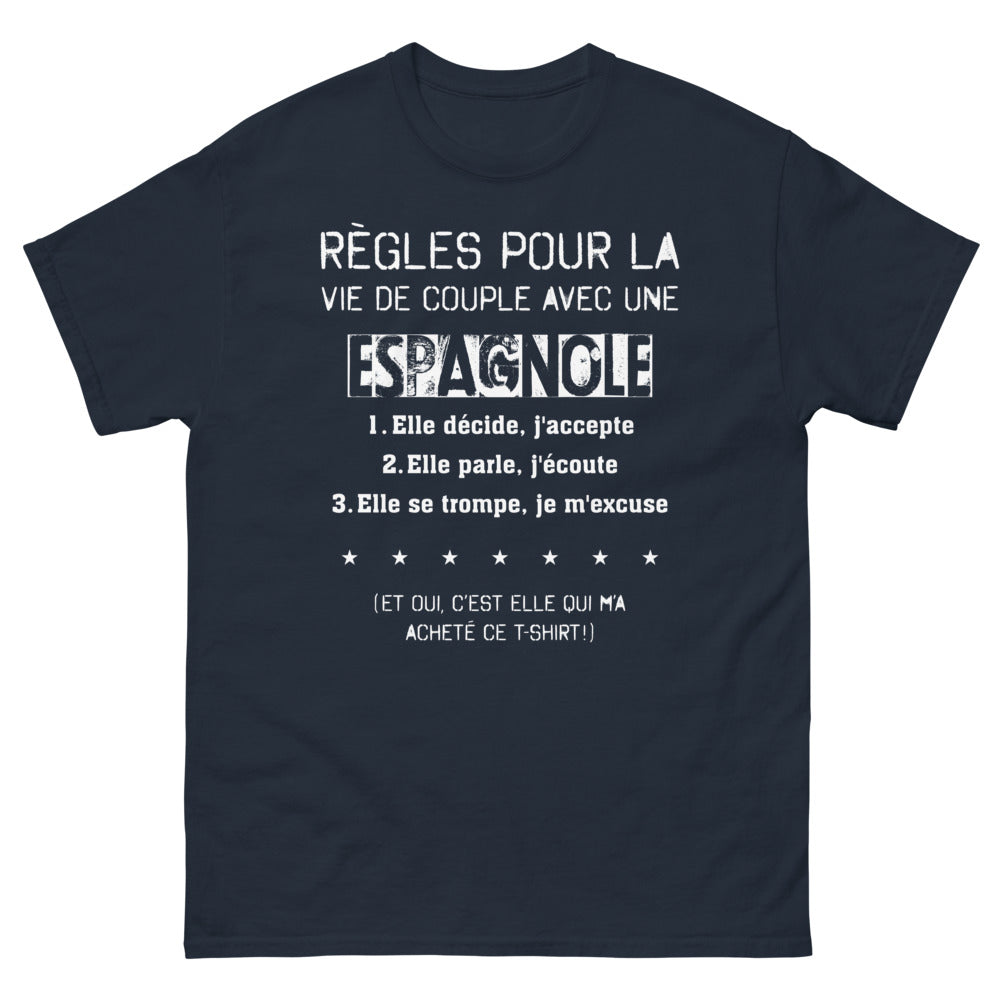 T-shirt Espagne marine - Une Espagnole décide, et vous acceptez !