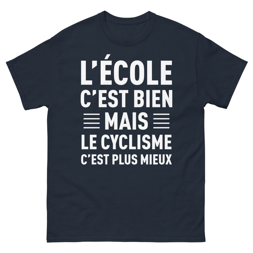 T-shirt cycliste noir dos - L'école c'est bien mais le cyclisme c'est mieux