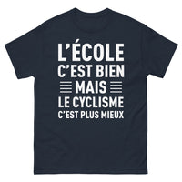 Thumbnail for T-shirt cycliste noir dos - L'école c'est bien mais le cyclisme c'est mieux
