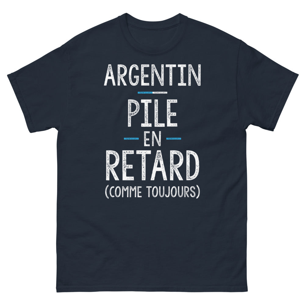 T-shirt Argentine marine - Pile en retard comme toujours