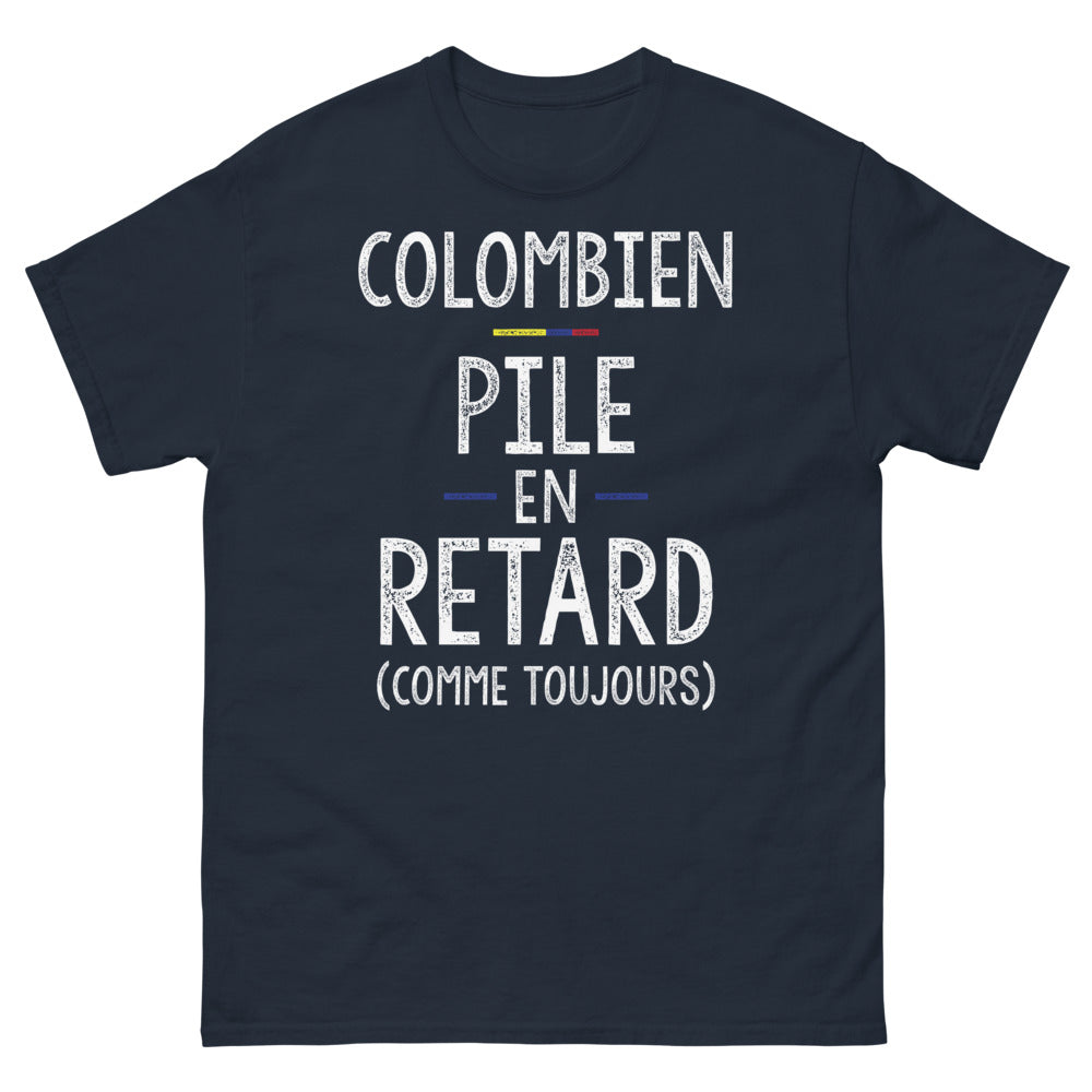 T-shirt Colombien marine - Pile en retard comme toujours