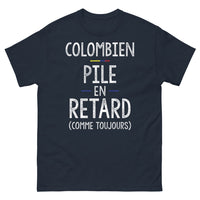 Thumbnail for T-shirt Colombien marine - Pile en retard comme toujours