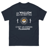 Thumbnail for T-shirt Wallon marine - Un Wallon qui ne boit pas, espion flamand