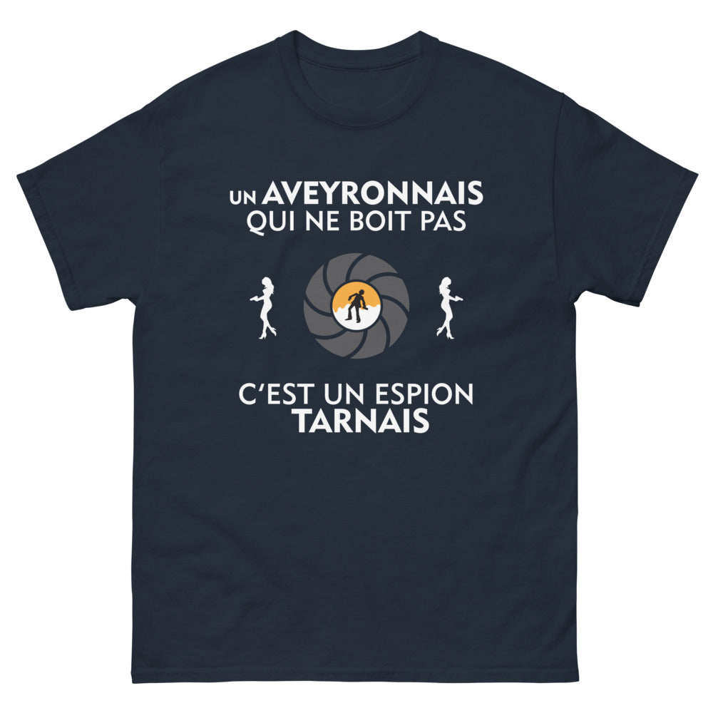 T-shirt Aveyronnais marine - Un Aveyronnais qui ne boit pas, c'est un espion tarnais