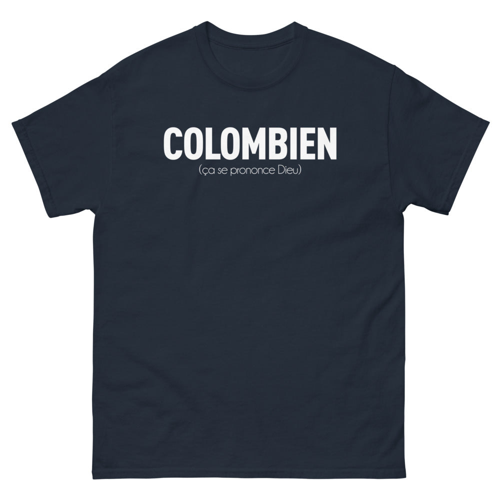 T-shirt Colombien marine - L'accent divin à porter fièrement