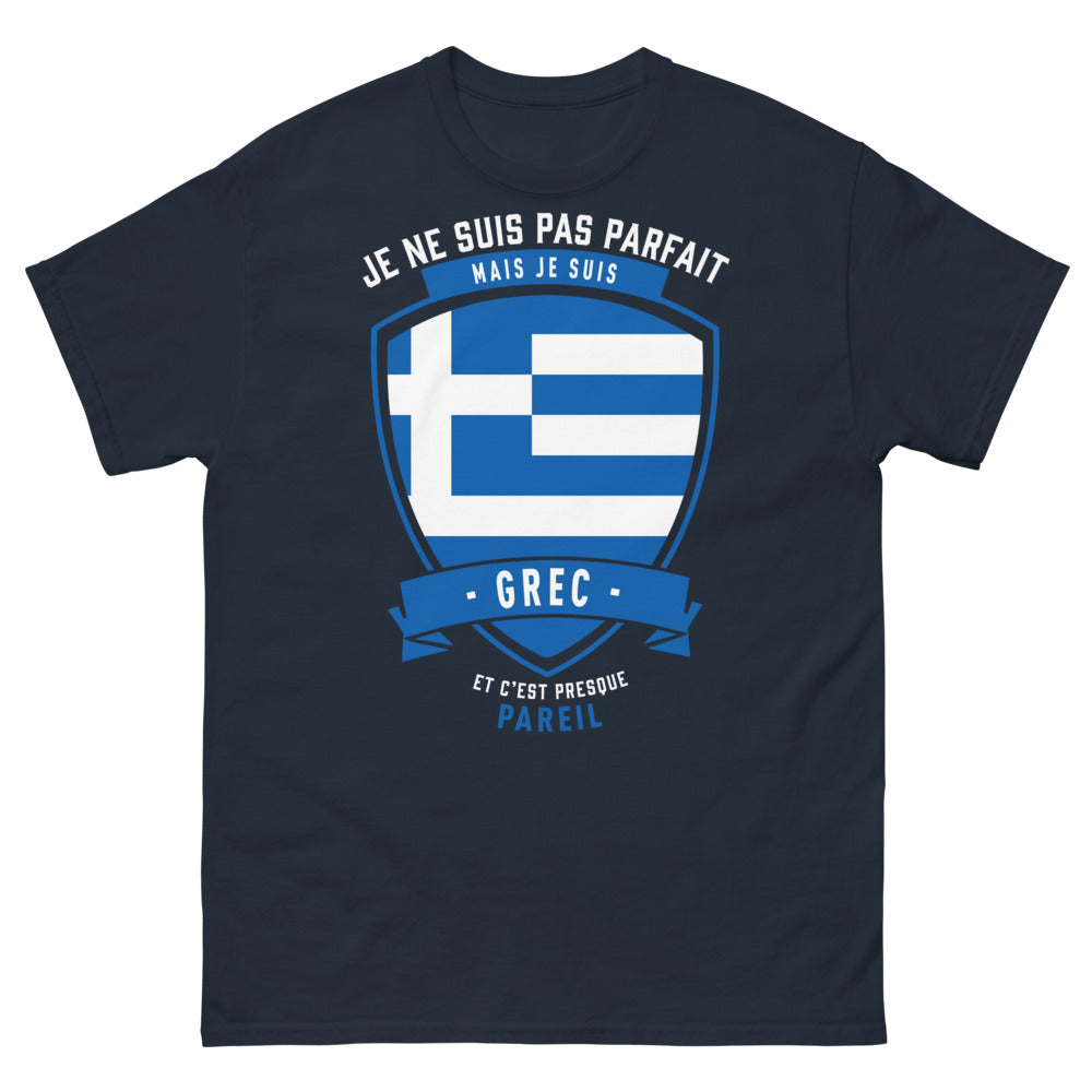 T-shirt Grèce marine - Je ne suis pas parfait mais je suis Grec