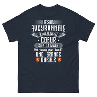 Thumbnail for T-shirt Aveyronnais bleu marine - Je suis né avec le cœur sur la main