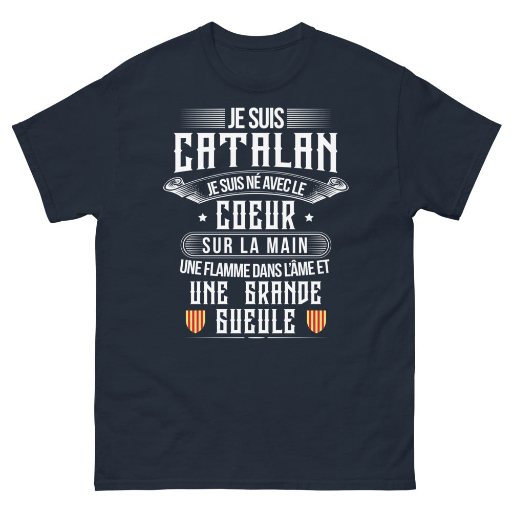 T-shirt Catalan marine - Je suis né avec le cœur sur la main