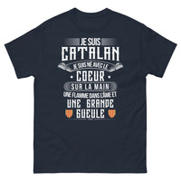 Thumbnail for T-shirt Catalan marine - Je suis né avec le cœur sur la main