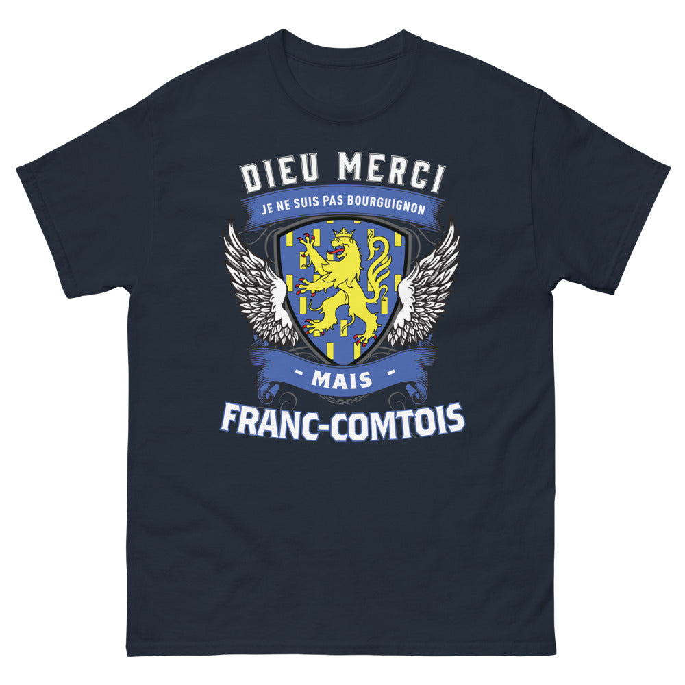 T-shirt Franche-Comté marine - Dieu merci je ne suis pas bourguignon